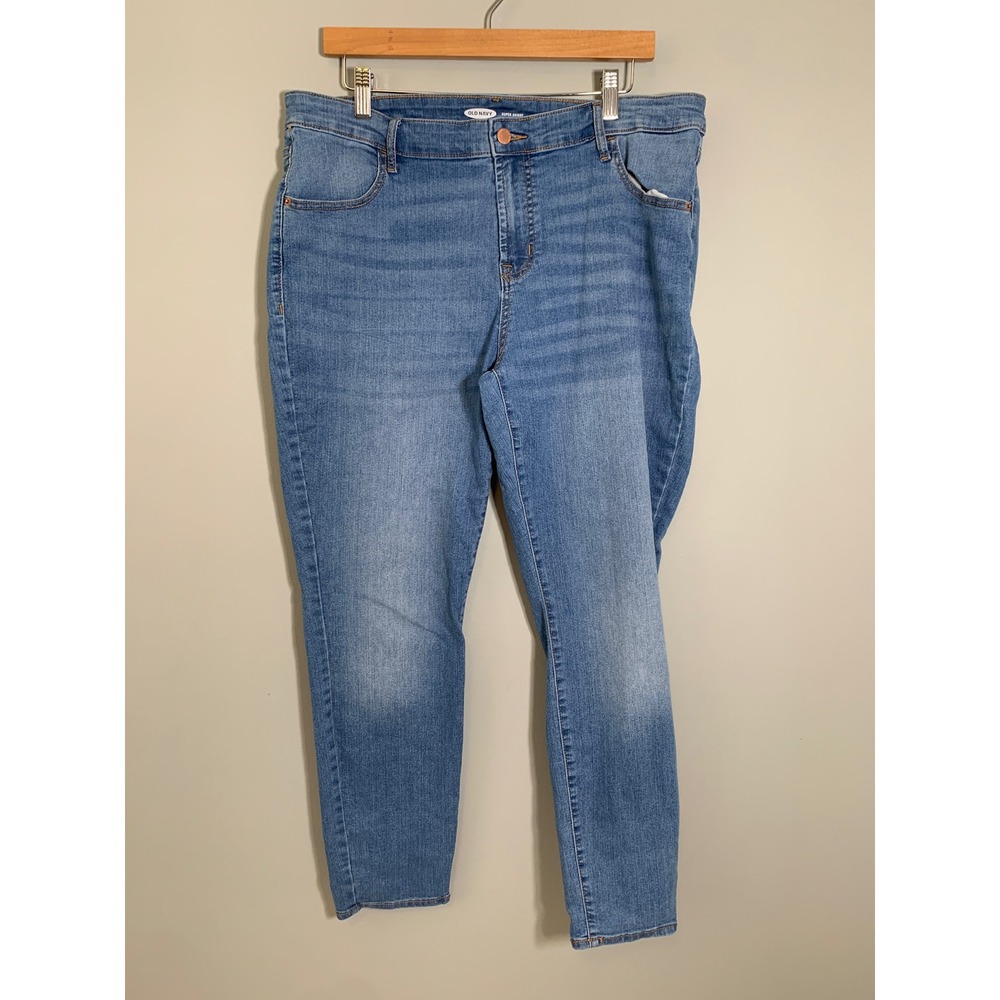 Old Navy Super Skinny Jeans Women 16 Blue Stretch High Rise Medium Wash Denim